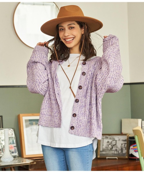 anap mimpi（アナップミンピ）の「前後2WAYトリコロールヤーンニットカーディガン（カーディガン/ボレロ・レディース・ブラウン/パープル/オレンジ・FREE）」の17枚目の写真