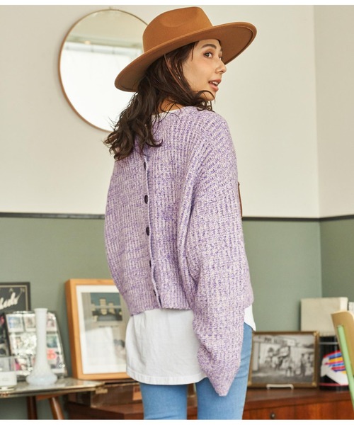 anap mimpi（アナップミンピ）の「前後2WAYトリコロールヤーンニットカーディガン（カーディガン/ボレロ・レディース・ブラウン/パープル/オレンジ・FREE）」の4枚目の写真