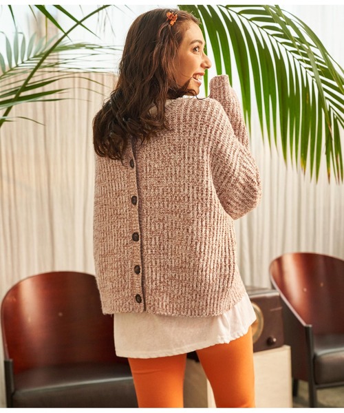 anap mimpi（アナップミンピ）の「前後2WAYトリコロールヤーンニットカーディガン（カーディガン/ボレロ・レディース・ブラウン/パープル/オレンジ・FREE）」の8枚目の写真