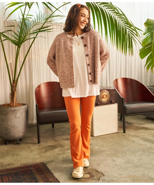 anap mimpi（アナップミンピ）の「前後2WAYトリコロールヤーンニットカーディガン（カーディガン/ボレロ・レディース・ブラウン/パープル/オレンジ・FREE）」の13枚目の写真