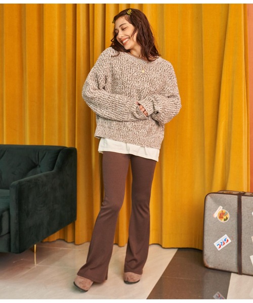 anap mimpi（アナップミンピ）の「前後2WAYトリコロールヤーンニットカーディガン（カーディガン/ボレロ・レディース・ブラウン/パープル/オレンジ・FREE）」の12枚目の写真