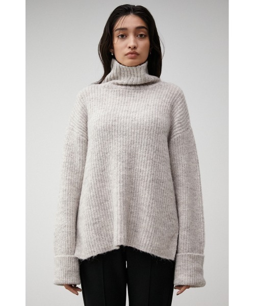 AZUL by moussy（アズールバイマウジー）の「BIG TURTLE MIX KNIT TOPS/ビッグタートルミックスニットトップス（ニット/セーター・レディース・ブルー/杢グレー/ブラック/ライトベージュ/ライム/オレンジ・SMALL/MEDIUM）」の13枚目の写真