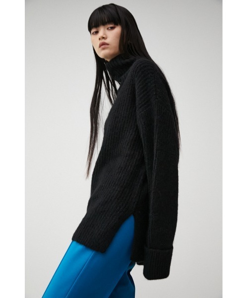 AZUL by moussy（アズールバイマウジー）の「BIG TURTLE MIX KNIT TOPS/ビッグタートルミックスニットトップス（ニット/セーター・レディース・ブルー/杢グレー/ブラック/ライトベージュ/ライム/オレンジ・SMALL/MEDIUM）」の16枚目の写真