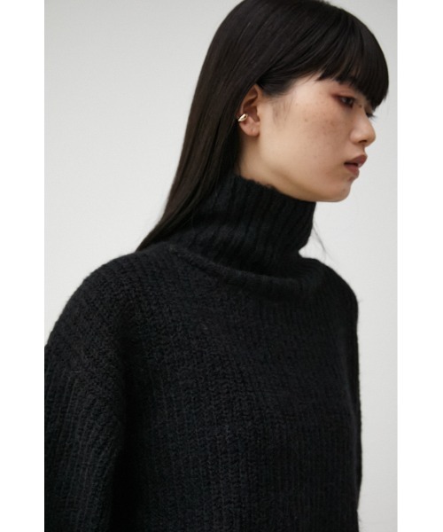 AZUL by moussy（アズールバイマウジー）の「BIG TURTLE MIX KNIT TOPS/ビッグタートルミックスニットトップス（ニット/セーター・レディース・ブルー/杢グレー/ブラック/ライトベージュ/ライム/オレンジ・SMALL/MEDIUM）」の14枚目の写真
