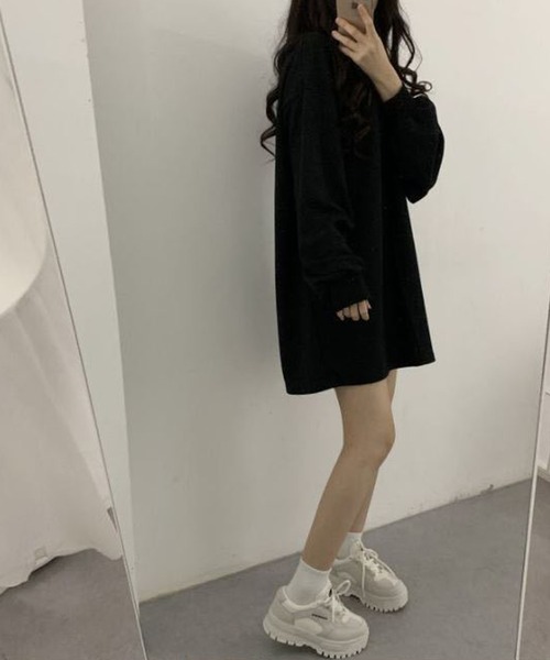 fiere（フィエール）の「ベルト付き無地ワンピース（ワンピース・レディース・ブラック/グレー・M/S/L）」の6枚目の写真