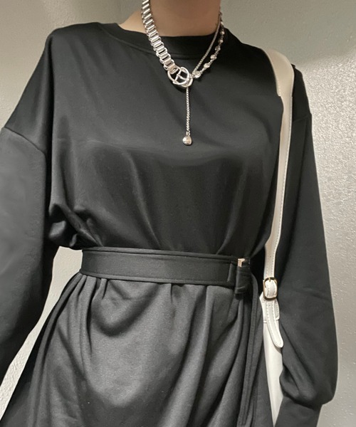 fiere（フィエール）の「ベルト付き無地ワンピース（ワンピース・レディース・ブラック/グレー・M/S/L）」の10枚目の写真