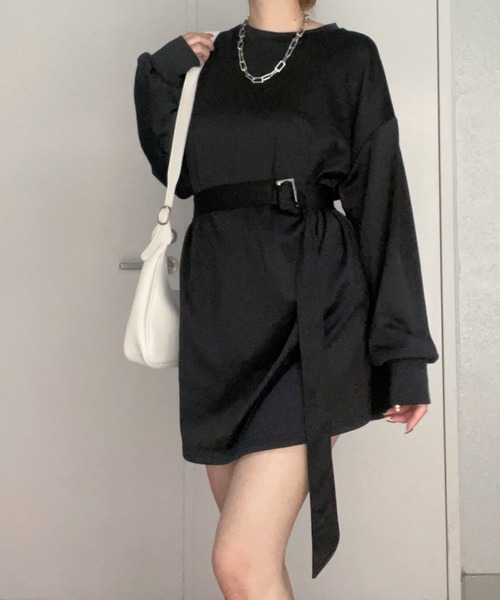 fiere（フィエール）の「ベルト付き無地ワンピース（ワンピース・レディース・ブラック/グレー・M/S/L）」の11枚目の写真