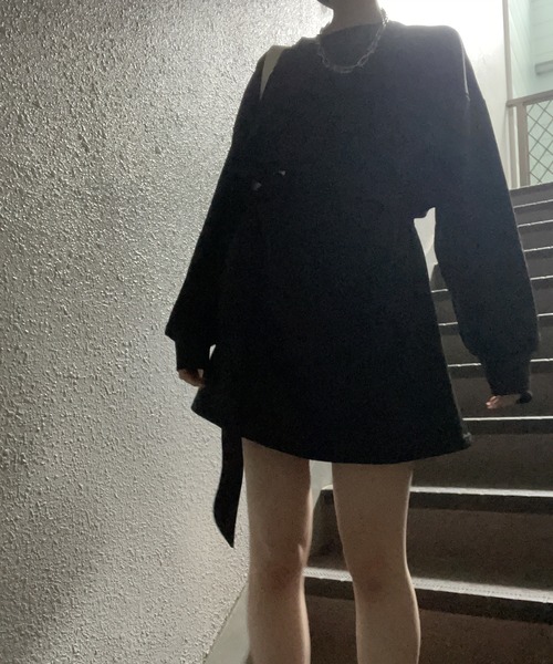 fiere（フィエール）の「ベルト付き無地ワンピース（ワンピース・レディース・ブラック/グレー・M/S/L）」の3枚目の写真