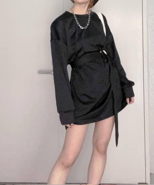 fiere（フィエール）の「ベルト付き無地ワンピース（ワンピース・レディース・ブラック/グレー・M/S/L）」の12枚目の写真