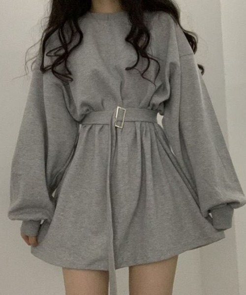 fiere（フィエール）の「ベルト付き無地ワンピース（ワンピース・レディース・ブラック/グレー・M/S/L）」の13枚目の写真