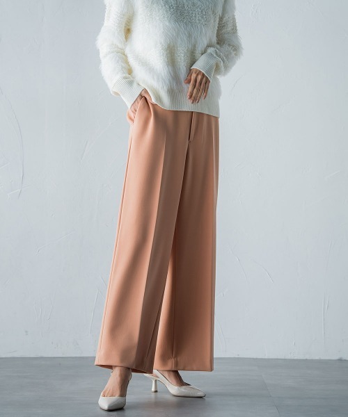 LAUTREAMONT(ロートレアモン)の「2WAYストレッチクリアワイドパンツ≪洗濯機で洗える≫(スラックス・レディース・ネイビー/ピンク/グリーン/オフホワイト・7号/9号/11号)」の4枚目の写真