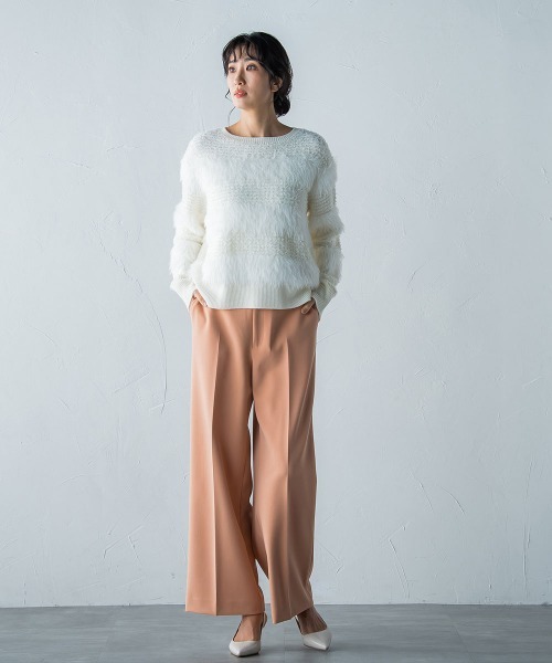 LAUTREAMONT(ロートレアモン)の「2WAYストレッチクリアワイドパンツ≪洗濯機で洗える≫(スラックス・レディース・ネイビー/ピンク/グリーン/オフホワイト・7号/9号/11号)」の17枚目の写真