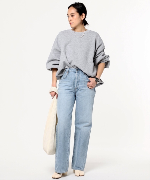 PRE_（プレ）の「《追加》【PRE_/プレ】ビッグスリーブスウェット（スウェット・レディース・チャコールグレー/ブラック・FREE）」の21枚目の写真