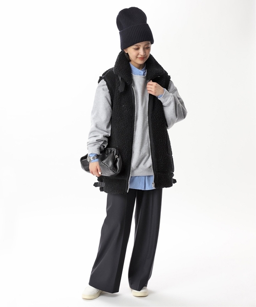 PRE_（プレ）の「《追加》【PRE_/プレ】ビッグスリーブスウェット（スウェット・レディース・チャコールグレー/ブラック・FREE）」の18枚目の写真