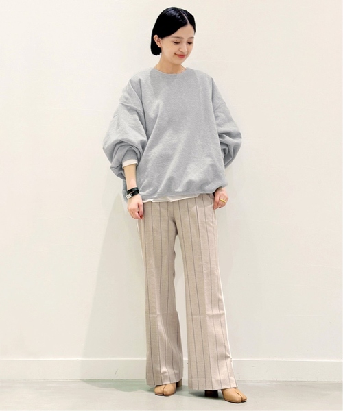 PRE_（プレ）の「《追加》【PRE_/プレ】ビッグスリーブスウェット（スウェット・レディース・チャコールグレー/ブラック・FREE）」の4枚目の写真