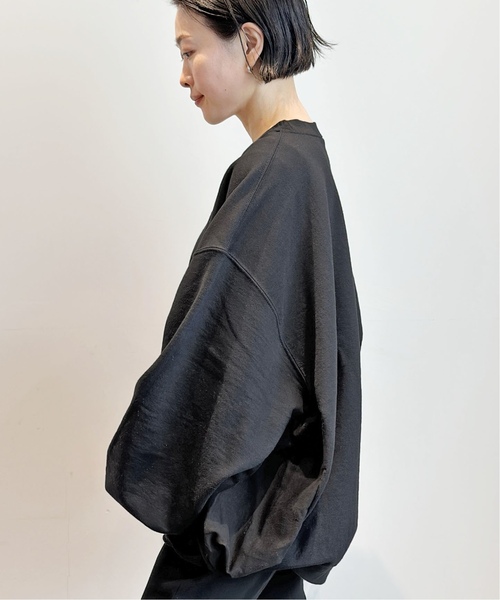 PRE_（プレ）の「《追加》【PRE_/プレ】ビッグスリーブスウェット（スウェット・レディース・チャコールグレー/ブラック・FREE）」の3枚目の写真