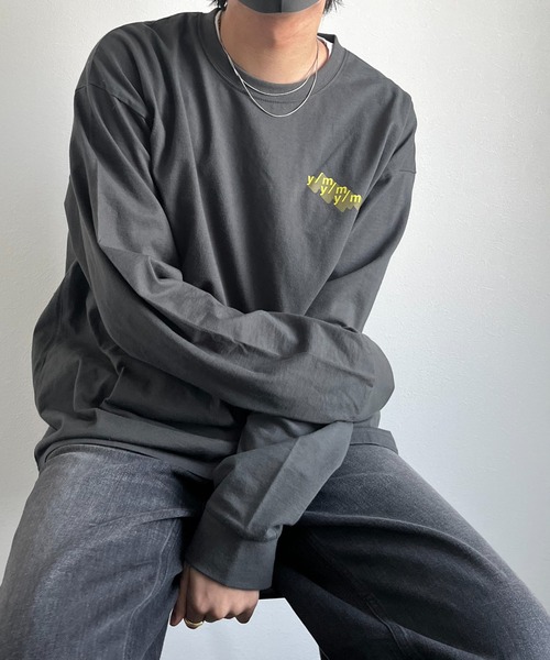 y/m by れぽすけ（イムバイレポスケ）の「ロゴプリントオーバーサイズロンT（Tシャツ/カットソー・メンズ・ライトグリーン/ブルー/ライトブラック・MEDIUM/LARGE）」の21枚目の写真