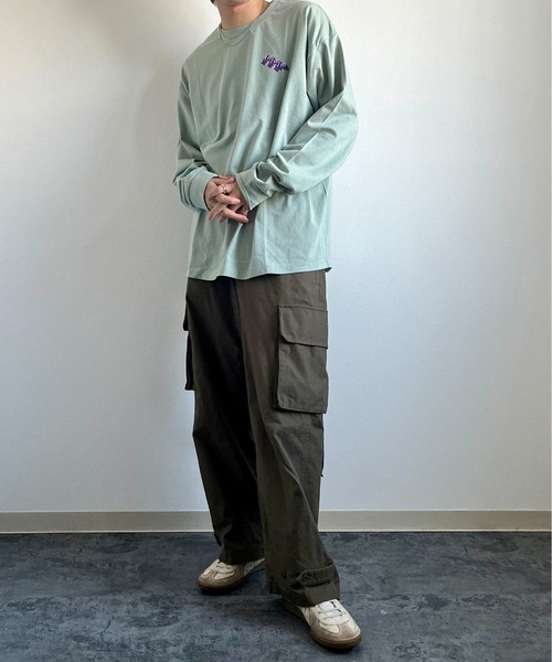 y/m by れぽすけ（イムバイレポスケ）の「ロゴプリントオーバーサイズロンT（Tシャツ/カットソー・メンズ・ライトグリーン/ブルー/ライトブラック・MEDIUM/LARGE）」の19枚目の写真