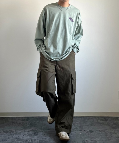 y/m by れぽすけ（イムバイレポスケ）の「ロゴプリントオーバーサイズロンT（Tシャツ/カットソー・メンズ・ライトグリーン/ブルー/ライトブラック・MEDIUM/LARGE）」の22枚目の写真