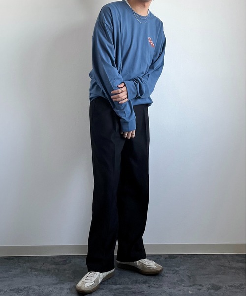 y/m by れぽすけ（イムバイレポスケ）の「ロゴプリントオーバーサイズロンT（Tシャツ/カットソー・メンズ・ライトグリーン/ブルー/ライトブラック・MEDIUM/LARGE）」の8枚目の写真