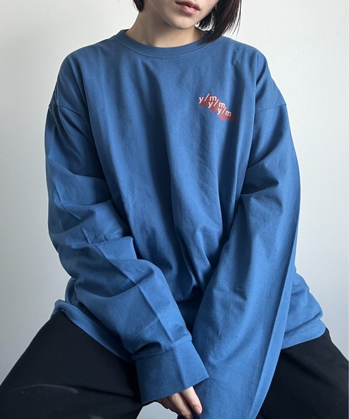 y/m by れぽすけ（イムバイレポスケ）の「ロゴプリントオーバーサイズロンT（Tシャツ/カットソー・メンズ・ライトグリーン/ブルー/ライトブラック・MEDIUM/LARGE）」の11枚目の写真