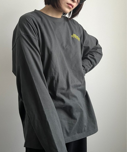 y/m by れぽすけ（イムバイレポスケ）の「ロゴプリントオーバーサイズロンT（Tシャツ/カットソー・メンズ・ライトグリーン/ブルー/ライトブラック・MEDIUM/LARGE）」の15枚目の写真