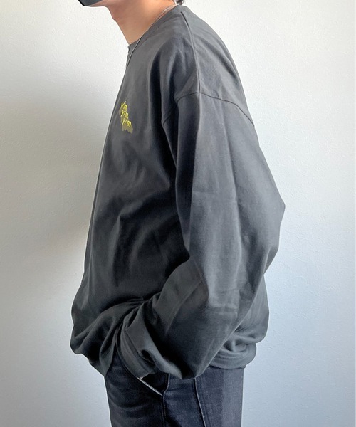 y/m by れぽすけ（イムバイレポスケ）の「ロゴプリントオーバーサイズロンT（Tシャツ/カットソー・メンズ・ライトグリーン/ブルー/ライトブラック・MEDIUM/LARGE）」の17枚目の写真