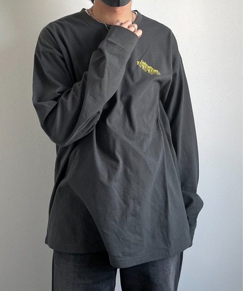 y/m by れぽすけ（イムバイレポスケ）の「ロゴプリントオーバーサイズロンT（Tシャツ/カットソー・メンズ・ライトグリーン/ブルー/ライトブラック・MEDIUM/LARGE）」の20枚目の写真