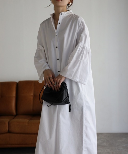 袖フレアシャツワンピース（シャツワンピース）｜Bonjour Sagan