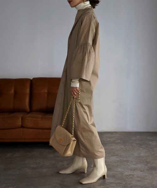 Bonjour Sagan（ボンジュールサガン）の「袖フレアシャツワンピース（シャツワンピース・レディース・オフホワイト/ライトブルー/ベージュ/ネイビー・FREE）」の20枚目の写真