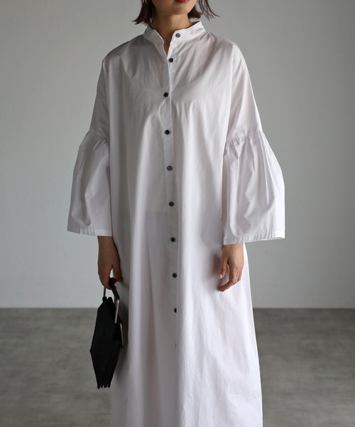 Bonjour Sagan（ボンジュールサガン）の「袖フレアシャツワンピース（シャツワンピース・レディース・オフホワイト/ライトブルー/ベージュ/ネイビー・FREE）」の15枚目の写真