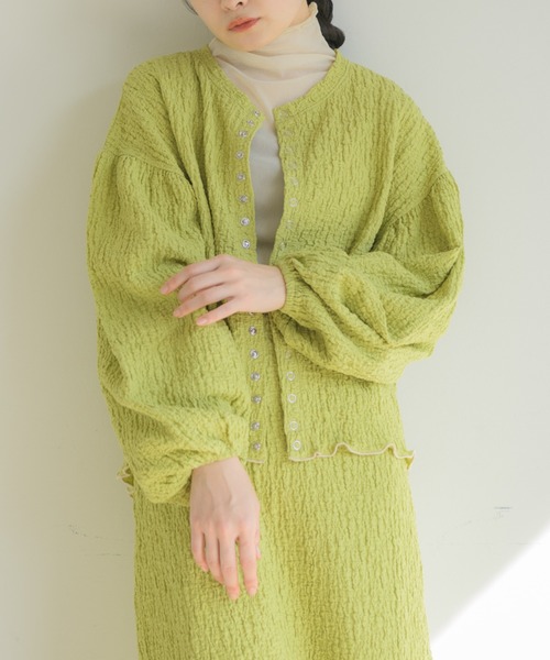 idem(イデム)の「【ZOZOTOWN限定】poco poco mellow cardigan/メロウカーディガン(カーディガン/ボレロ・レディース・ライトグリーン/ブラック・FREE)」の9枚目の写真