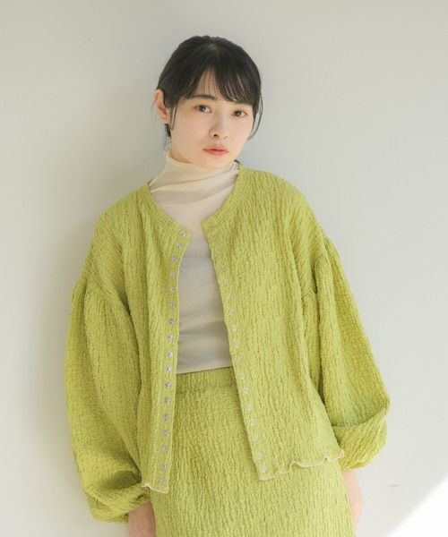 idem(イデム)の「【ZOZOTOWN限定】poco poco mellow cardigan/メロウカーディガン(カーディガン/ボレロ・レディース・ライトグリーン/ブラック・FREE)」の11枚目の写真