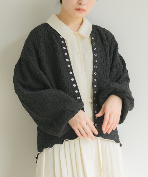 idem(イデム)の「【ZOZOTOWN限定】poco poco mellow cardigan/メロウカーディガン(カーディガン/ボレロ・レディース・ライトグリーン/ブラック・FREE)」の5枚目の写真