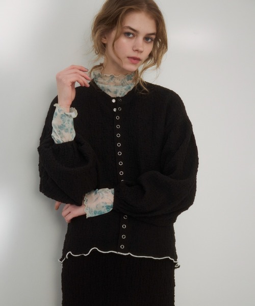 idem(イデム)の「【ZOZOTOWN限定】poco poco mellow cardigan/メロウカーディガン(カーディガン/ボレロ・レディース・ライトグリーン/ブラック・FREE)」の3枚目の写真