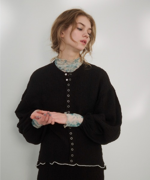 idem(イデム)の「【ZOZOTOWN限定】poco poco mellow cardigan/メロウカーディガン(カーディガン/ボレロ・レディース・ライトグリーン/ブラック・FREE)」の13枚目の写真