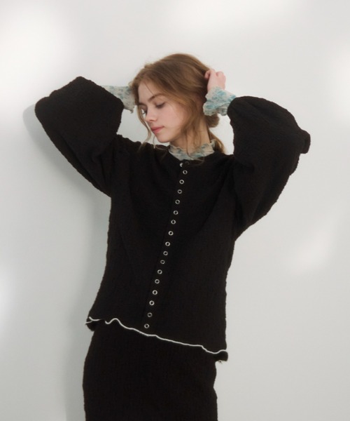 idem(イデム)の「【ZOZOTOWN限定】poco poco mellow cardigan/メロウカーディガン(カーディガン/ボレロ・レディース・ライトグリーン/ブラック・FREE)」の14枚目の写真