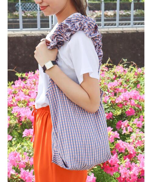 AMERICAN HOLIC（アメリカンホリック）の「ギンガムフリルバッグ（トートバッグ・レディース・ピンク/ホワイト/イエロー/サックスブルー・FREE）」の20枚目の写真