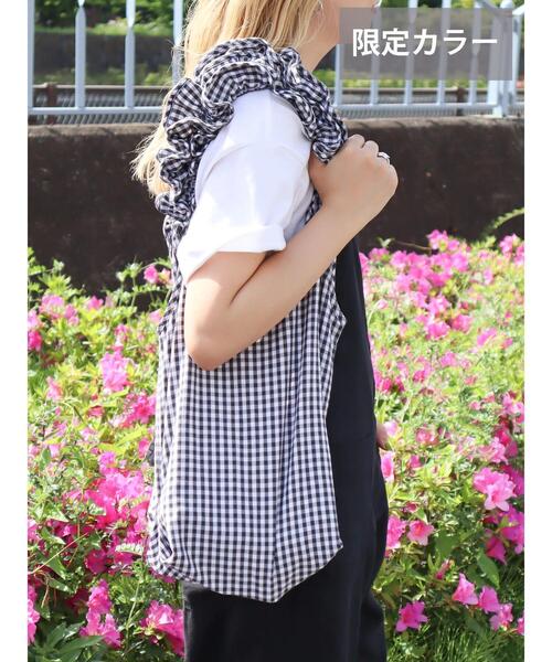 AMERICAN HOLIC（アメリカンホリック）の「ギンガムフリルバッグ（トートバッグ・レディース・ピンク/ホワイト/イエロー/サックスブルー・FREE）」の18枚目の写真