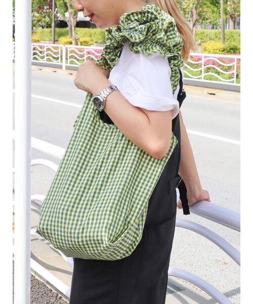 AMERICAN HOLIC（アメリカンホリック）の「ギンガムフリルバッグ（トートバッグ・レディース・ピンク/ホワイト/イエロー/サックスブルー・FREE）」の16枚目の写真