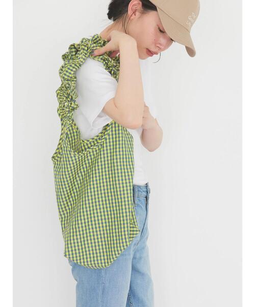 AMERICAN HOLIC（アメリカンホリック）の「ギンガムフリルバッグ（トートバッグ・レディース・ピンク/ホワイト/イエロー/サックスブルー・FREE）」の6枚目の写真