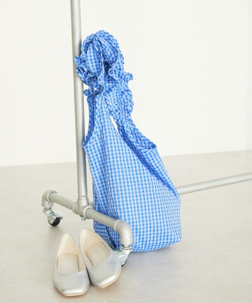 AMERICAN HOLIC（アメリカンホリック）の「ギンガムフリルバッグ（トートバッグ・レディース・ピンク/ホワイト/イエロー/サックスブルー・FREE）」の3枚目の写真