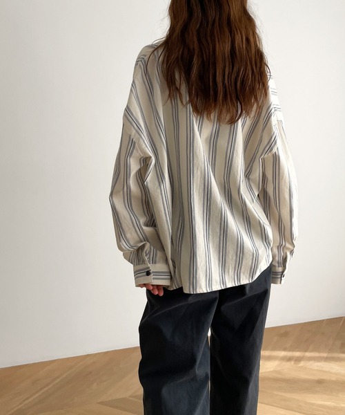 El mar（エルマール）の「El mar(エルマール) ストライプシャツ（シャツ/ブラウス・レディース・ブルー/ベージュ・ONE SIZE）」の6枚目の写真