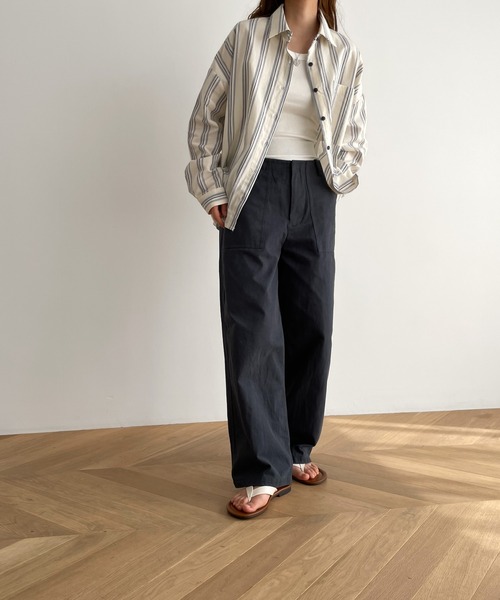 El mar（エルマール）の「El mar(エルマール) ストライプシャツ（シャツ/ブラウス・レディース・ブルー/ベージュ・ONE SIZE）」の4枚目の写真