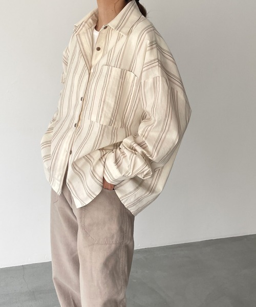 El mar（エルマール）の「El mar(エルマール) ストライプシャツ（シャツ/ブラウス・レディース・ブルー/ベージュ・ONE SIZE）」の8枚目の写真