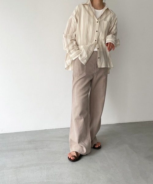 El mar（エルマール）の「El mar(エルマール) ストライプシャツ（シャツ/ブラウス・レディース・ブルー/ベージュ・ONE SIZE）」の13枚目の写真