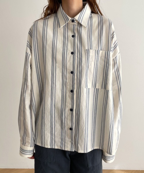 El mar（エルマール）の「El mar(エルマール) ストライプシャツ（シャツ/ブラウス・レディース・ブルー/ベージュ・ONE SIZE）」の16枚目の写真