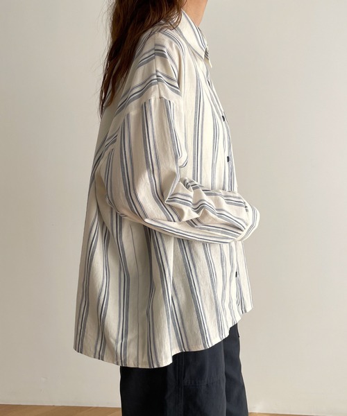 El mar（エルマール）の「El mar(エルマール) ストライプシャツ（シャツ/ブラウス・レディース・ブルー/ベージュ・ONE SIZE）」の15枚目の写真