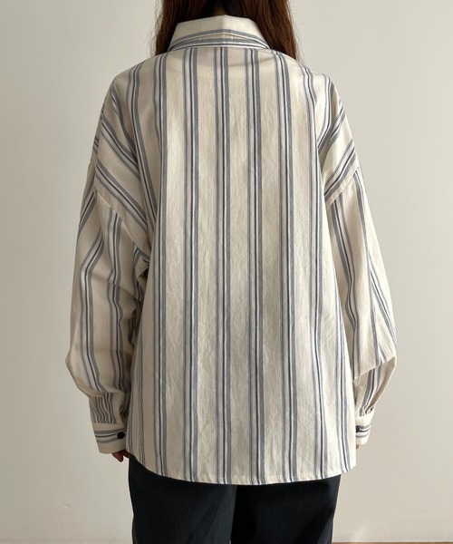 El mar（エルマール）の「El mar(エルマール) ストライプシャツ（シャツ/ブラウス・レディース・ブルー/ベージュ・ONE SIZE）」の7枚目の写真
