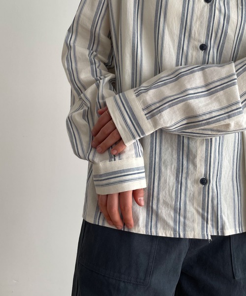 El mar（エルマール）の「El mar(エルマール) ストライプシャツ（シャツ/ブラウス・レディース・ブルー/ベージュ・ONE SIZE）」の9枚目の写真